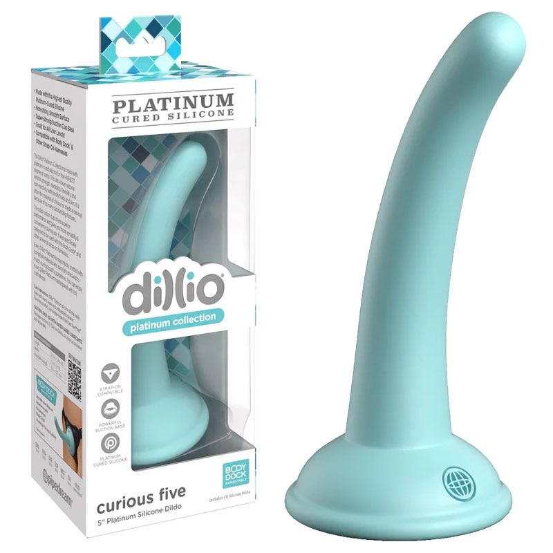 Dillio Platinum Curious Five 5 Inch Platinum Silicone Dildo - Teal